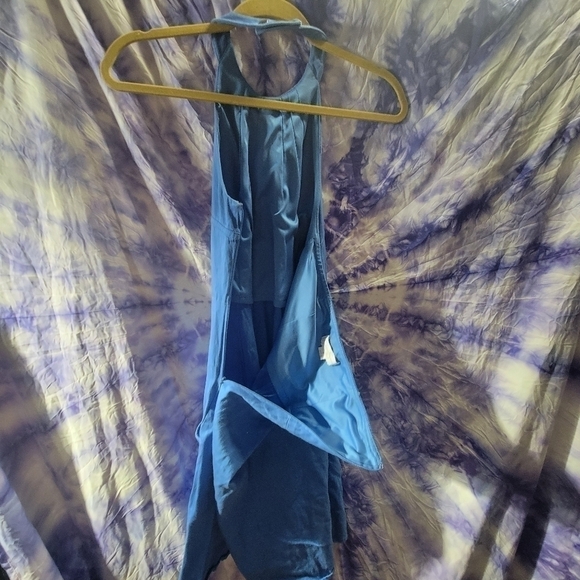 Jessica Simpson Blue Halter Pleated Neckline Deep Front Pockets A-line Dress 6 - Picture 9 of 15